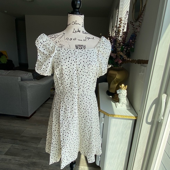LOFT, polka dot, open back dress.#7 - Picture 2 of 16